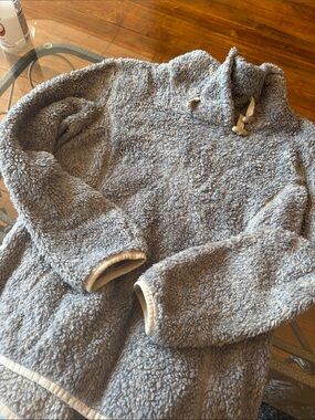 Plush Cowl-Neck Sherpa Pullover Sweater - Light Gray